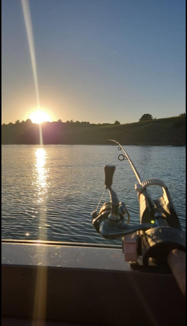 Fishing at sunset on the river