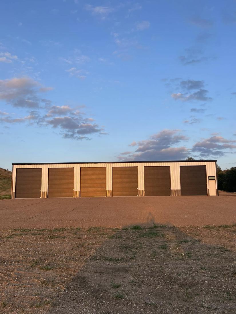 Storage units at sunset