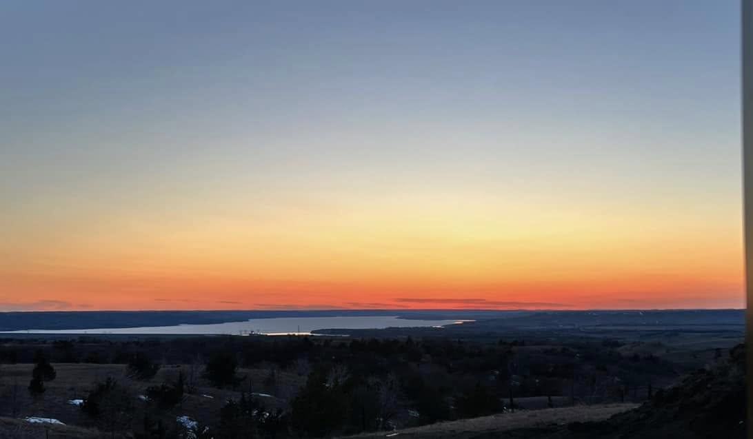 Orange sunset over Lake Francis Case